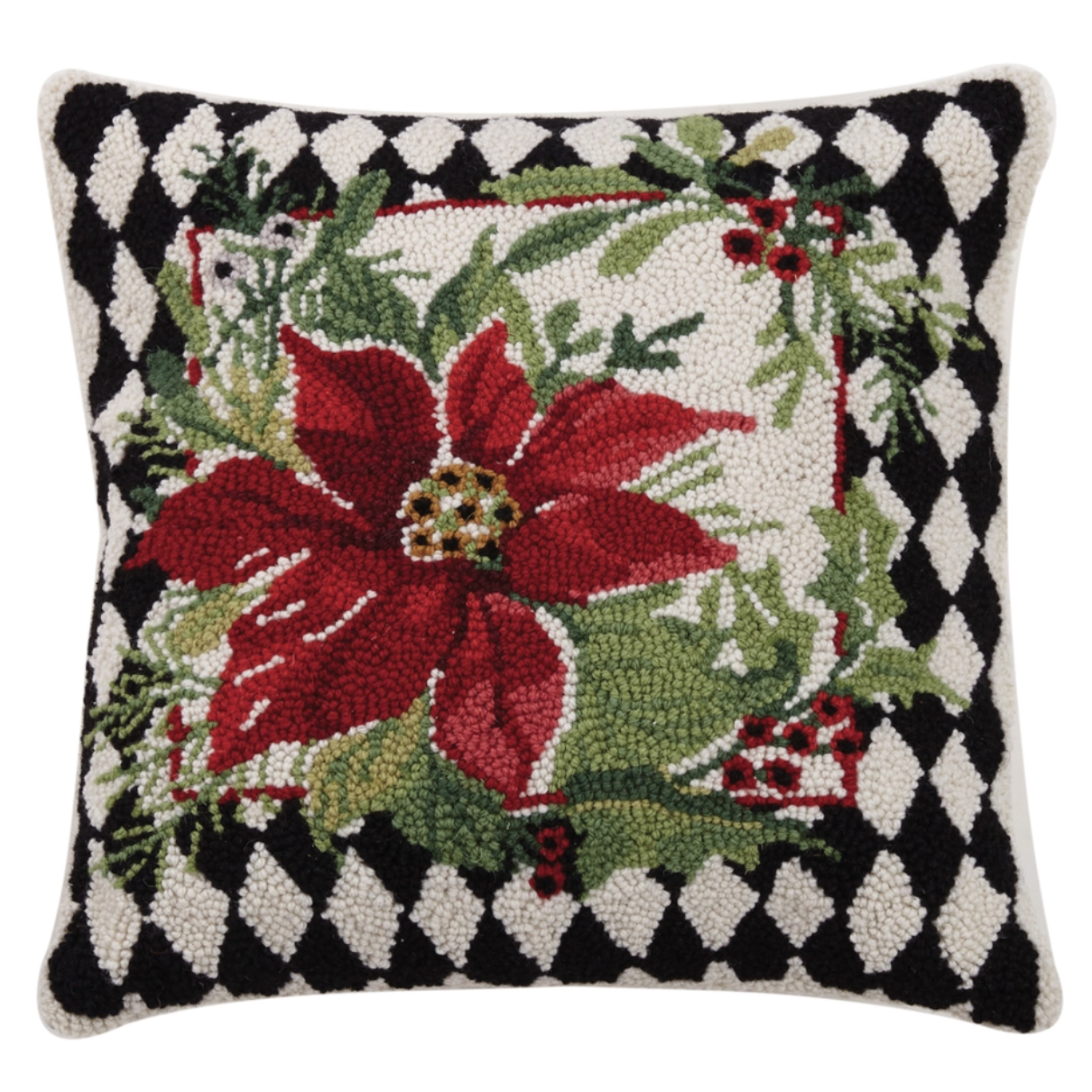 Harlequin Poinsettia Hook Pillow
