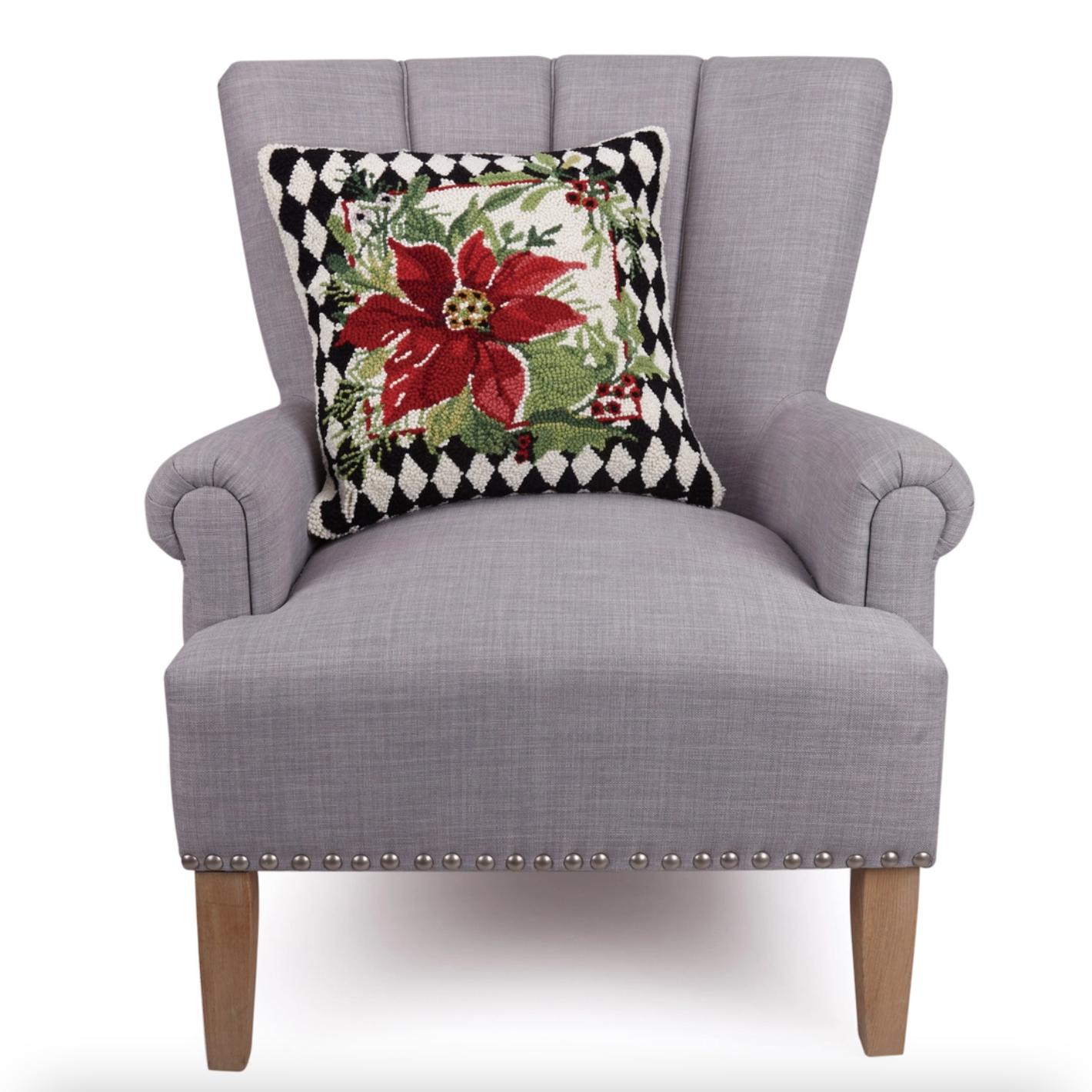 Harlequin Poinsettia Hook Pillow