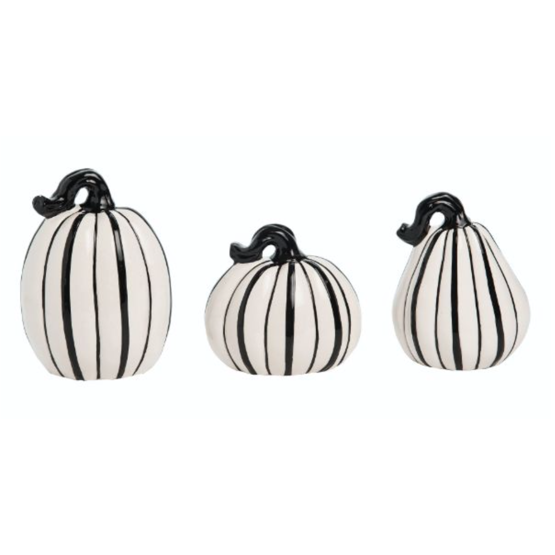 Black & White Slim Pumpkins, Set of 3