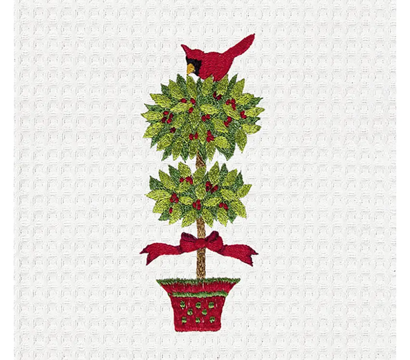 Cardinal in Topiary Kitchen Towel