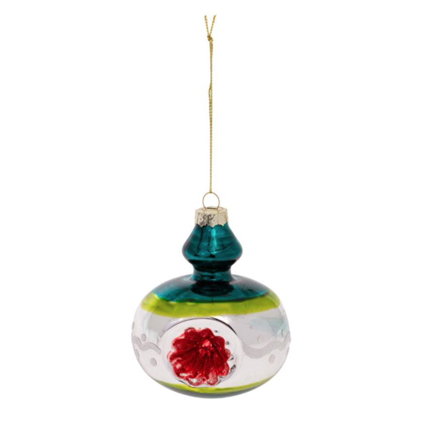 Retro Reflector Glass Ornament, Blue