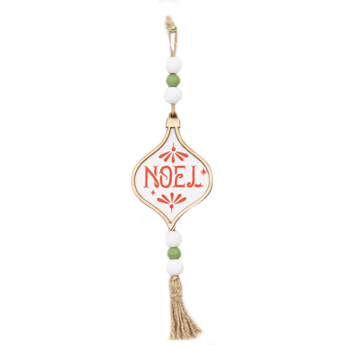 Sentiment Tassel Ornament, Noel