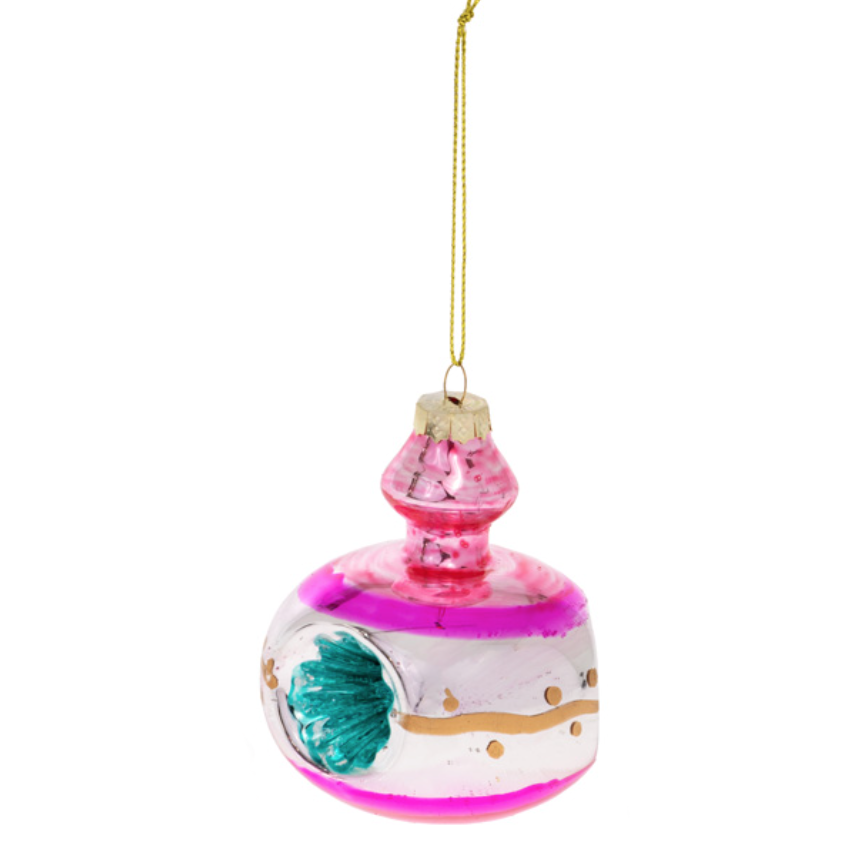 Retro Reflector Glass Ornament, Light Pink