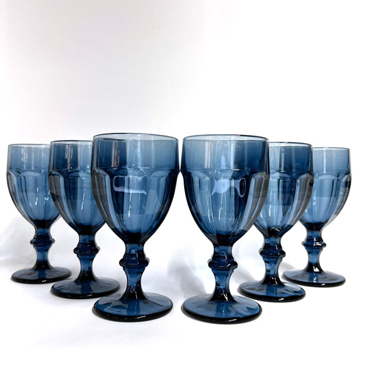 Libby Gilbraltor Dusky Blue, Water Goblets, Set of 6