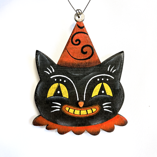 Black Cat Wood Ornament