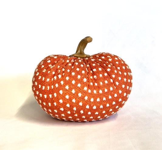 Orange & White Dot Knit Pumpkin, Small