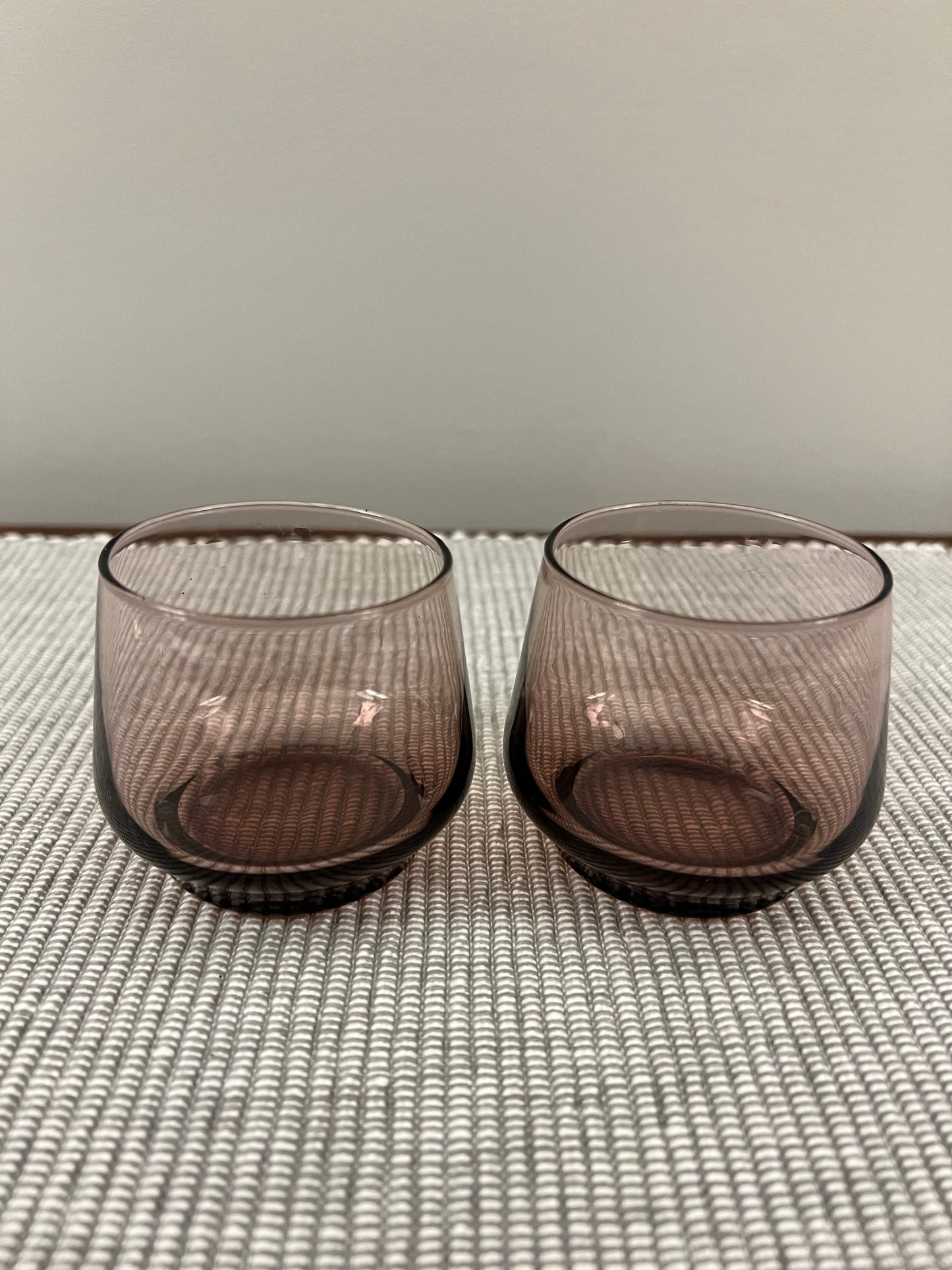 Purple Glass Tea Light Holders, Set of 2