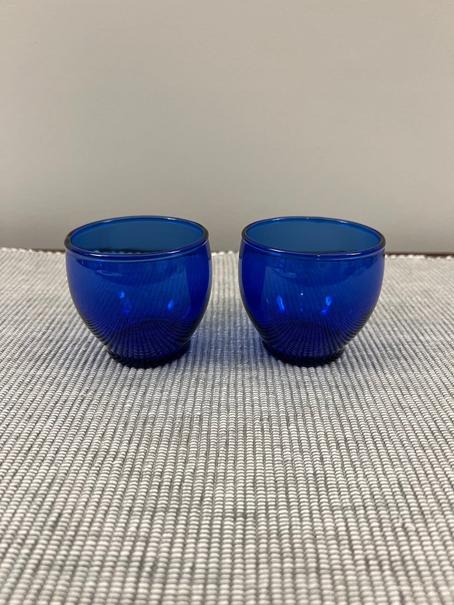 Blue Glass Tea Light Holders, Set of 2