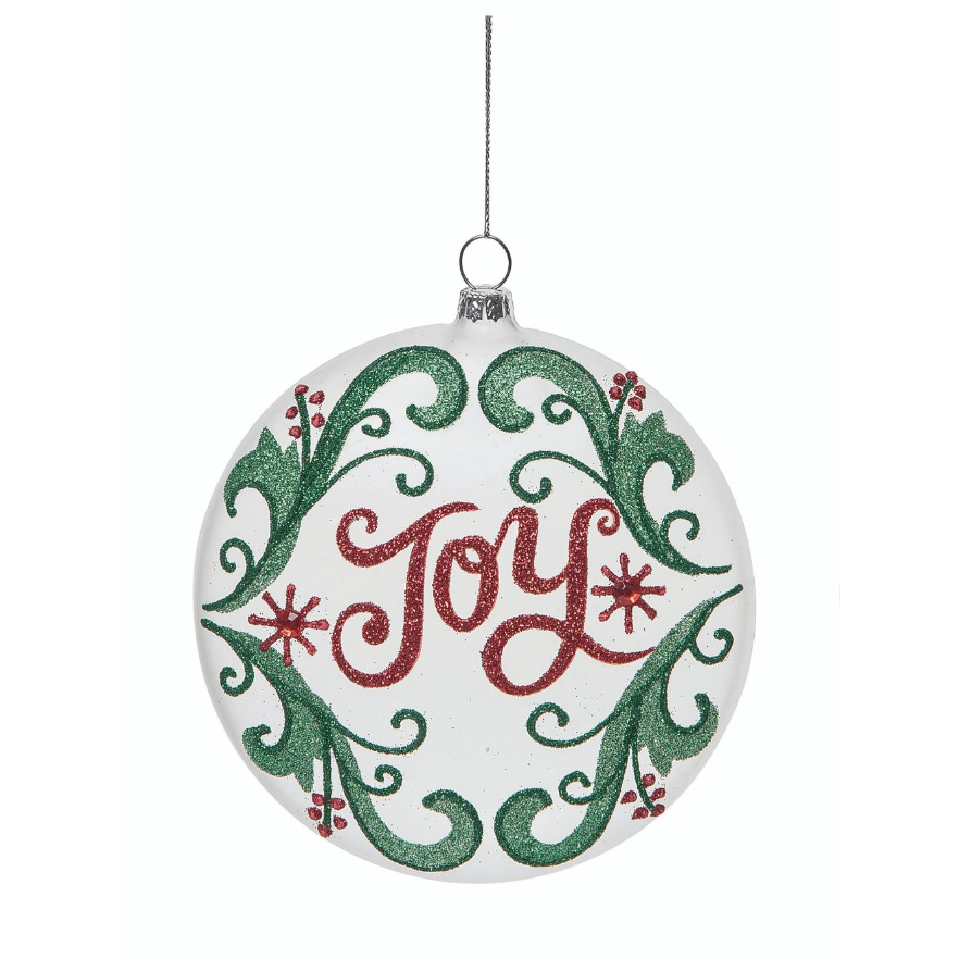 Joy Glass Disc Ornament