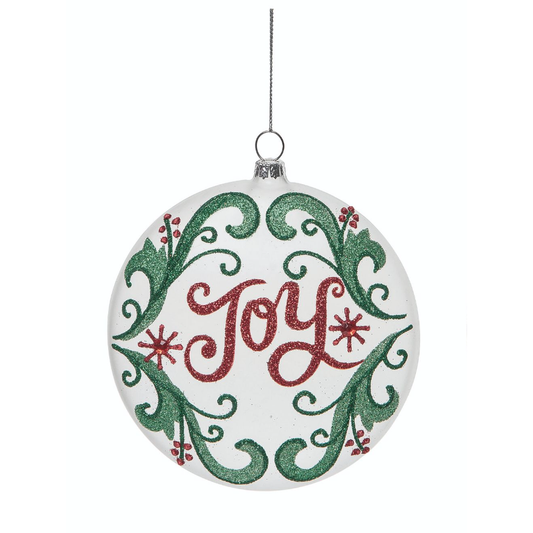 Joy Glass Disc Ornament