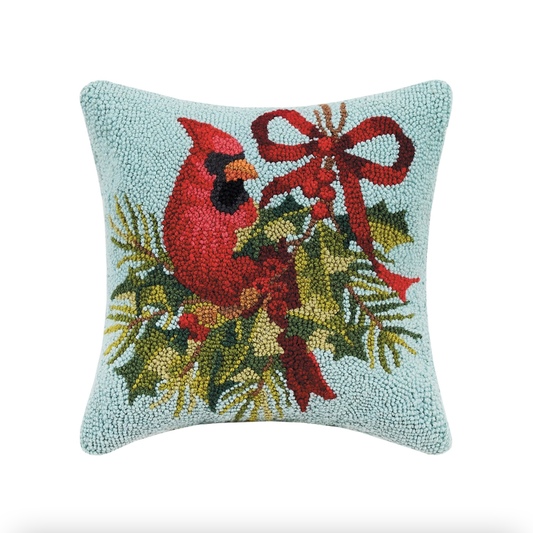 Holly Cardinal Hook Pillow