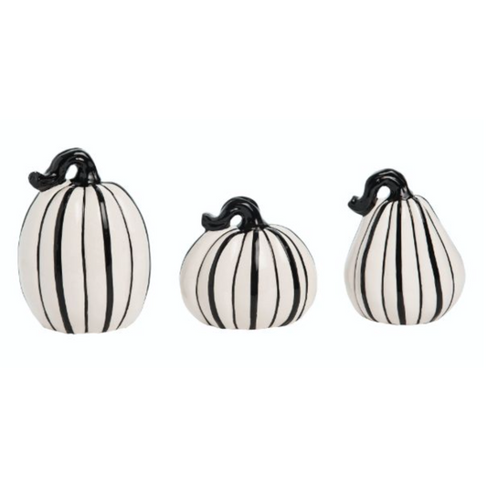 Black & White Slim Pumpkins, Set of 3