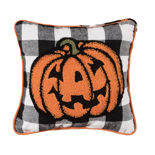 Jack-o-Lantern Check Pillow