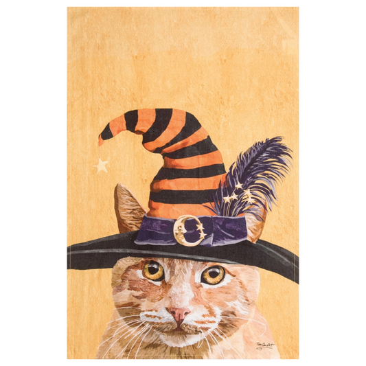 Tabby Cat Witch Kitchen Towel