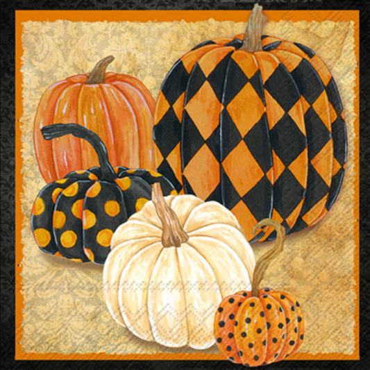 Patterned Pumpkins Cocktail Napkins