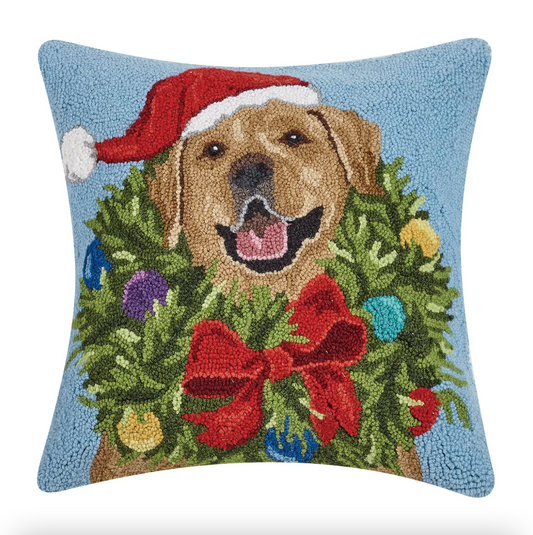 Golden Lab with Wreath Hook Pillow