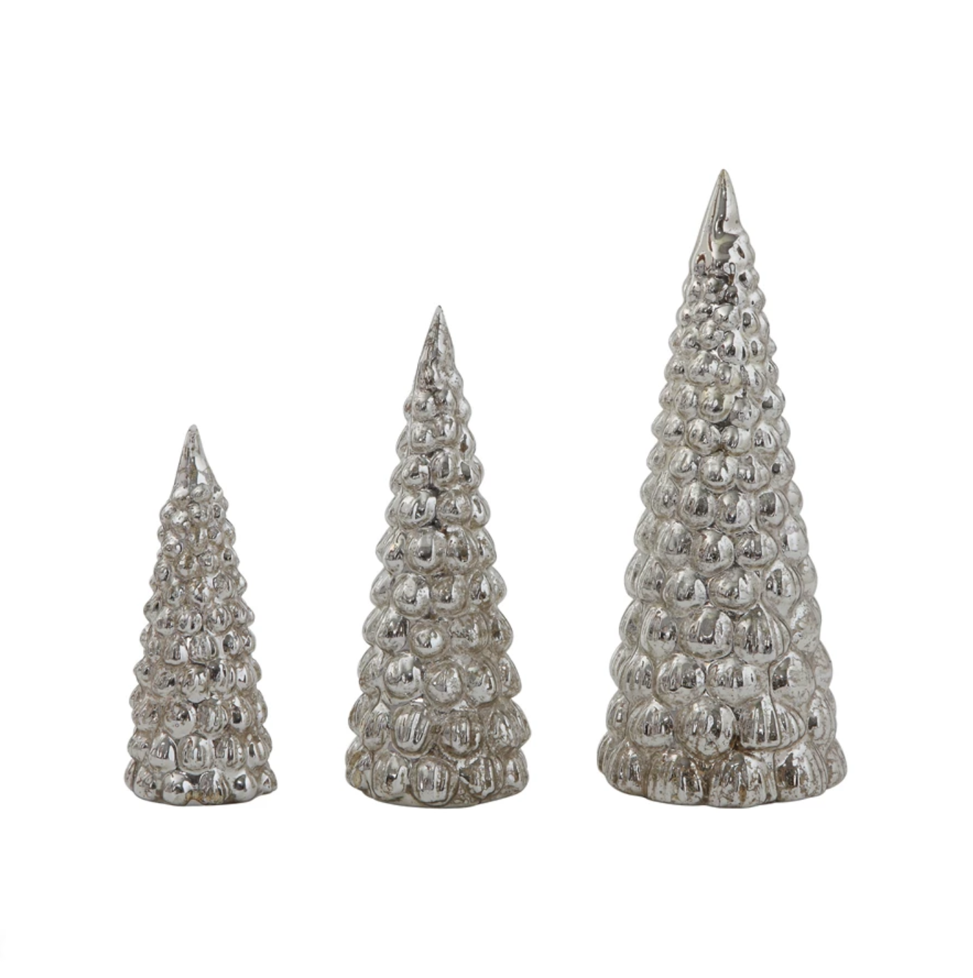 Mercury Glass Trees, Set of 3