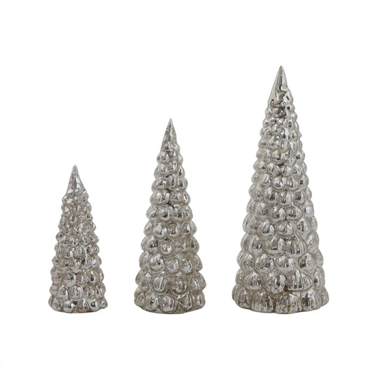 Mercury Glass Trees, Set of 3