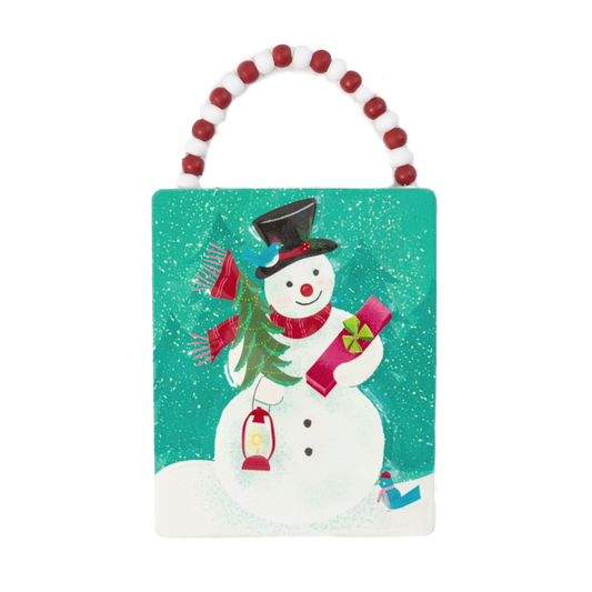 Snowman Embossed Metal Ornament