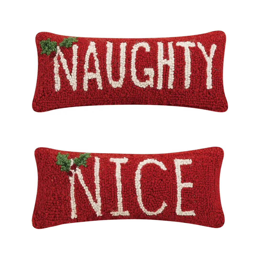 Naughty & Nice Hook Pillows, Set of 2