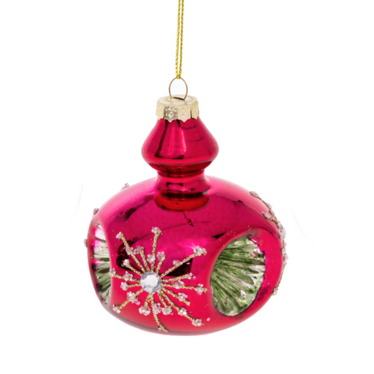 Retro Reflector Glass Ornament, Pink