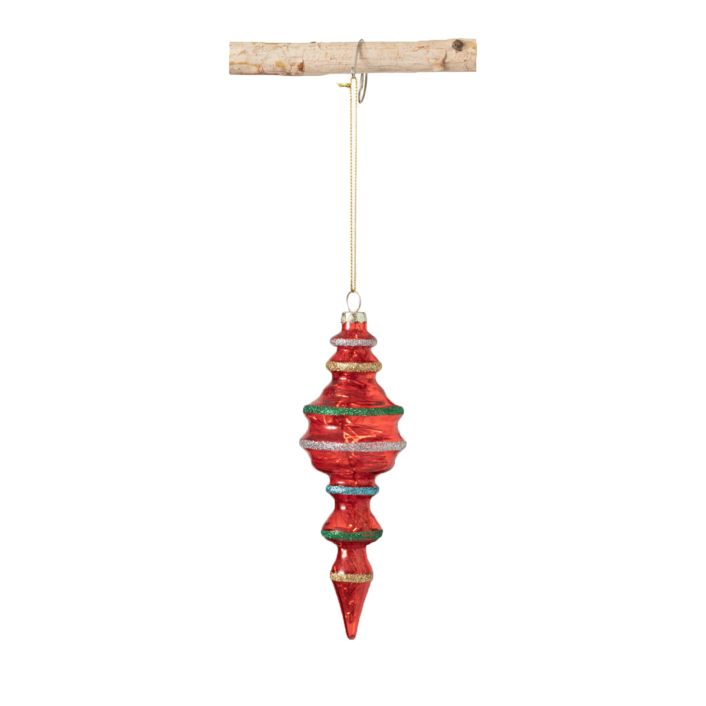 Glitter Trimmed Finial Ornament, Red