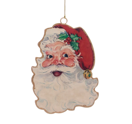 Vintage Santa Metal Ornament