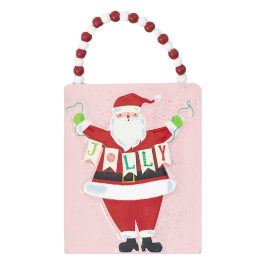 Santa Embossed Metal Ornament